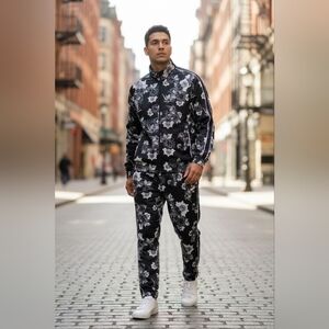 Nike N98 Floral Black and White Tracksuit.